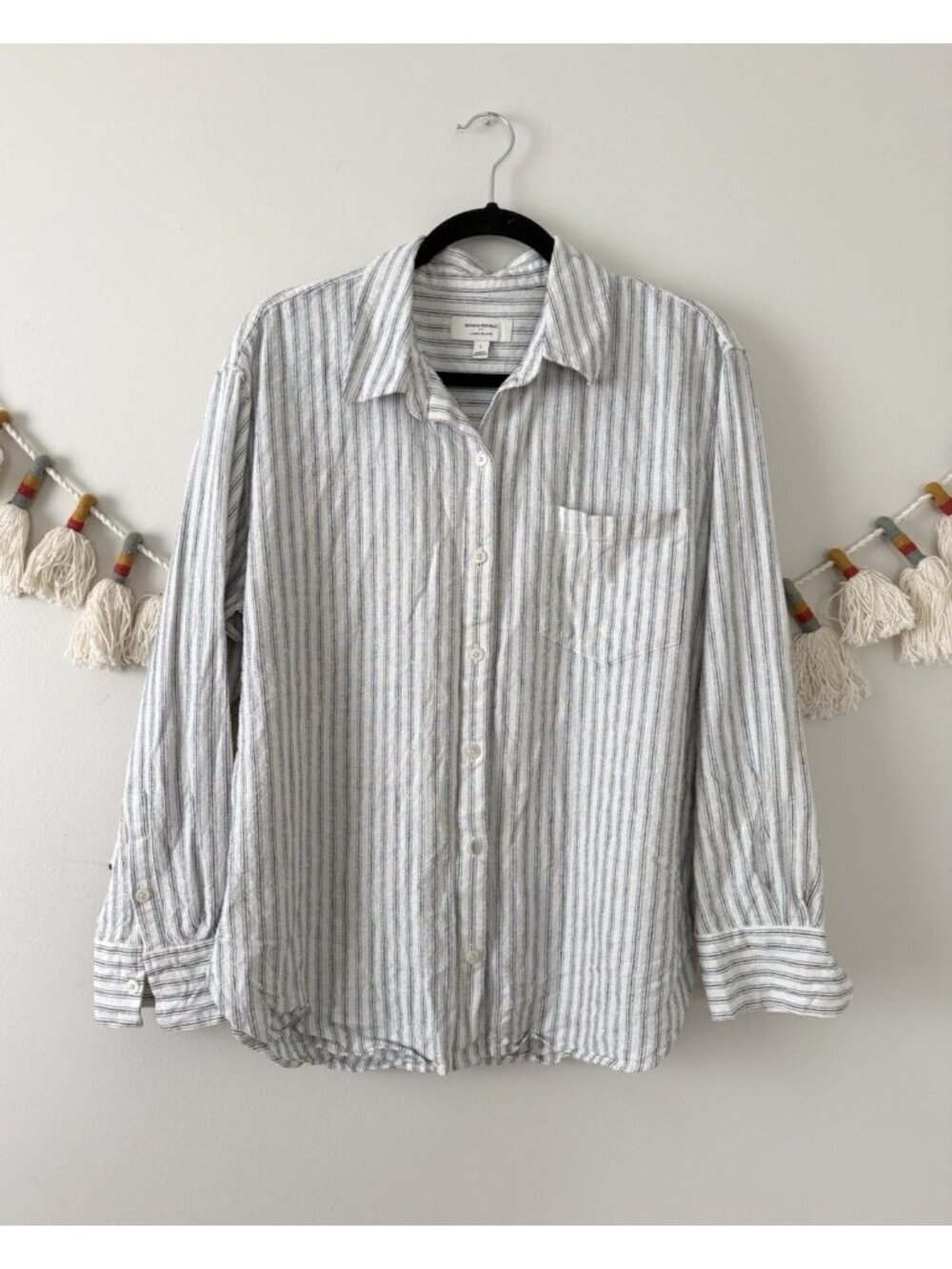 Banana Republic Classic Linen Blend Shirt Button Down Coastal Preppy Breathable
